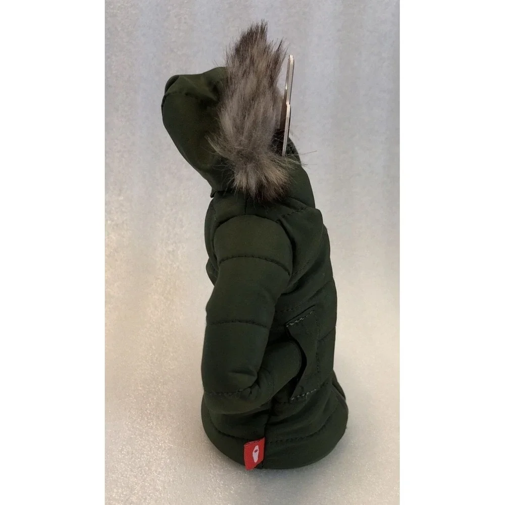Puffin drinkwear Drink Parka Jacket Koozie The Pahka Olive Green w/ Fur Hood NEW